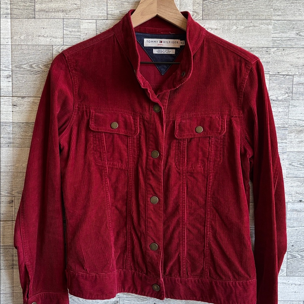 corduroy red jacket Tommy Hilfiger women's‎ size medium y2k - Picture 2 of 10